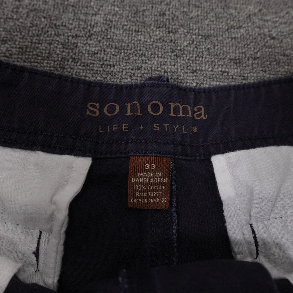 Sonoma Life + Style Shorts Mens 33 Blue Chino Flat Front 11 Inseam‎ Casual